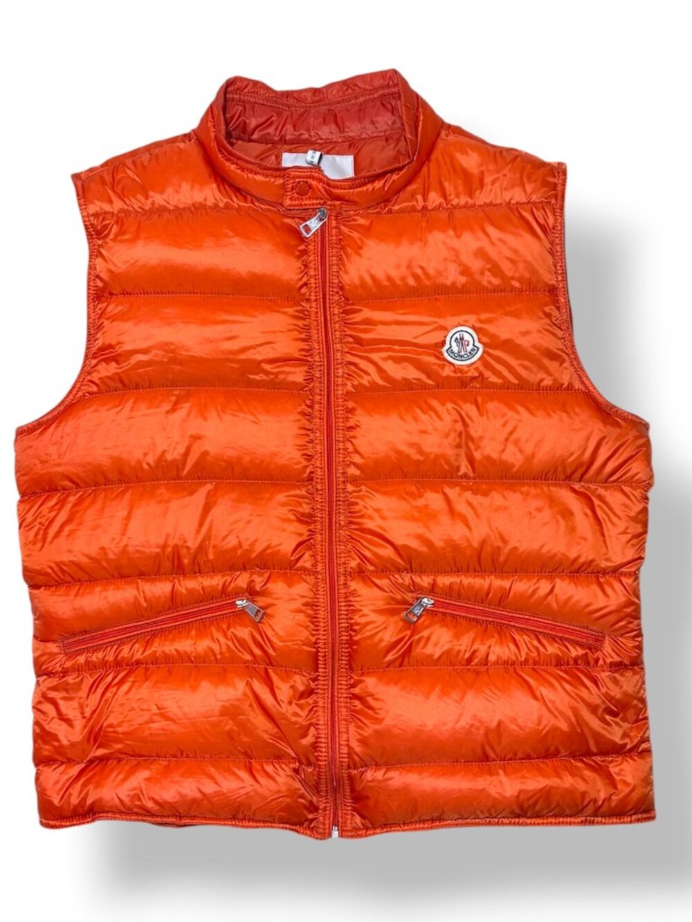 Moncler Mens Packable Orange Puffer Gilet Down Vest Size 5 (XL)